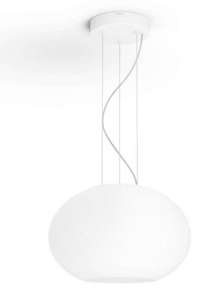 Lampa Wisząca Philips Hue, biały, salon, szkło