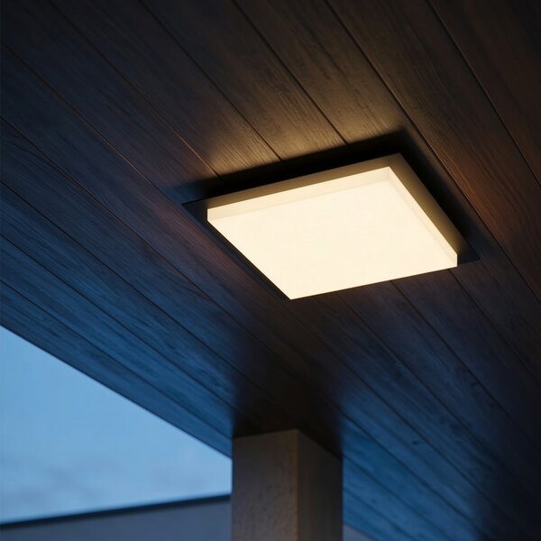 Nowoczesna lampa sufitowa czarna kwadratowa z wbudowanym LED IP44 - Lys