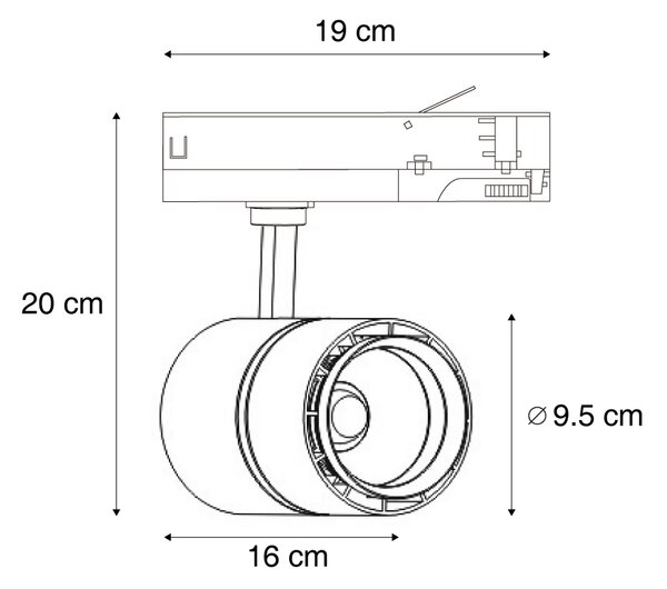 Nowoczesny reflektor szynowy biały do szyny 3-fazowej z LED - 3-Phase Ruler