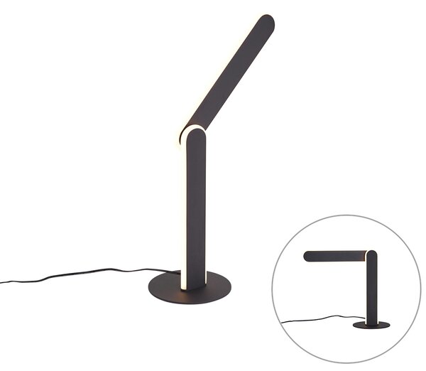 Designerska lampa stołowa czarna z wbudowaną diodą LED z 3-stopniową regulacją jasności - Gate