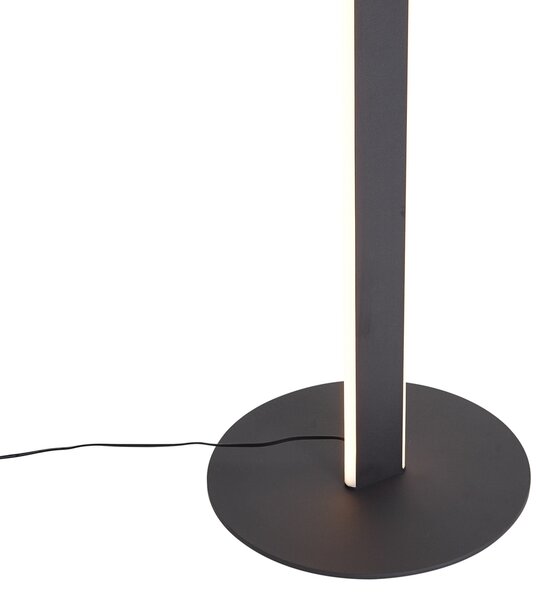 Designerska lampa podłogowa czarna z wbudowaną diodą LED z 3-stopniową regulacją ściemniania - Gate