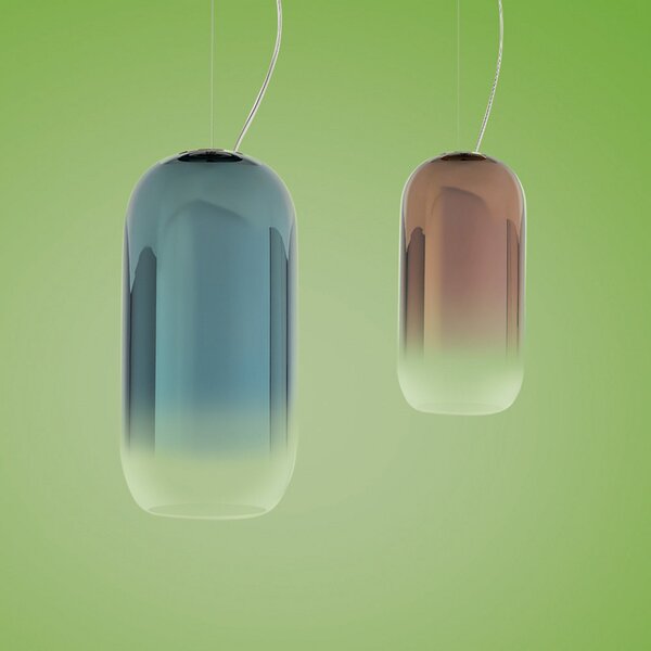 Lampa Wisząca Artemide, Gople, ściemnialny, niebieski, salon, szkło, design