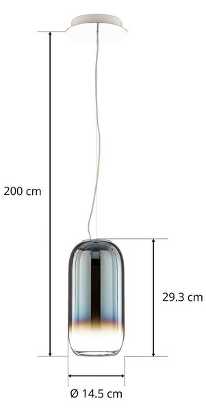 Lampa Wisząca Artemide, Gople Mini, ściemnialny, niebieski, salon, szkło, design