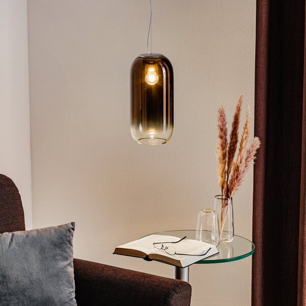 Lampa Wisząca Artemide, Gople Mini, ściemnialny, antyczny mosiądz, salon, szkło, design