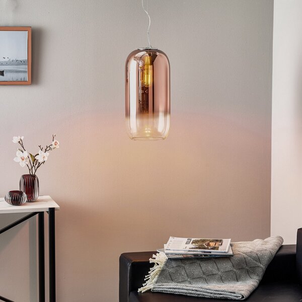 Lampa Wisząca Artemide, Gople, ściemnialny, brąz rdzawy, salon, szkło, design