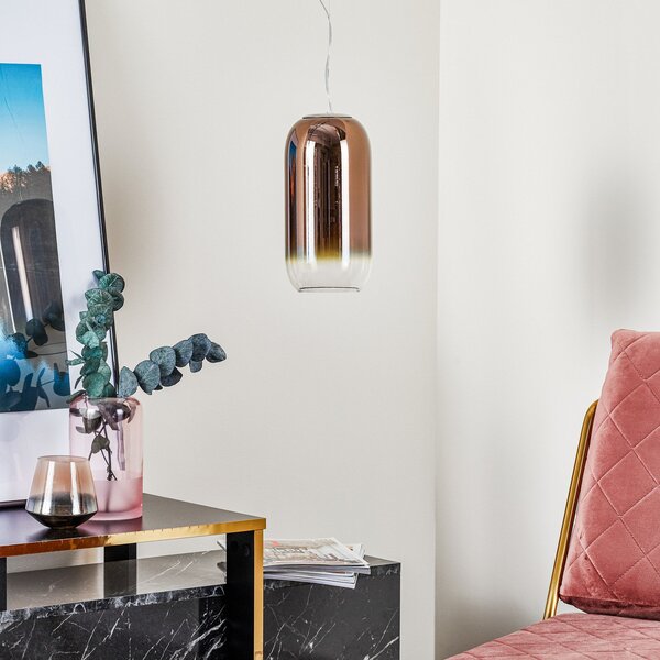 Lampa Wisząca Artemide, Gople Mini, ściemnialny, miedziany, salon, szkło, design