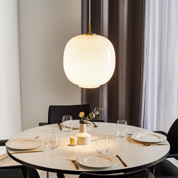 Lampa Wisząca Louis Poulsen, VL45 Radiohus, ściemnialny, biały, salon, szkło, design