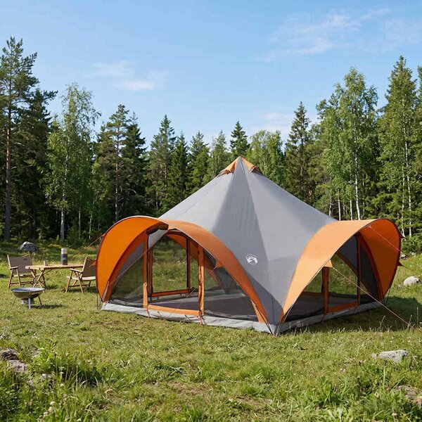 Namiot Tipi Szary i pomarańczowy 18-osobowy Poliester i Stal