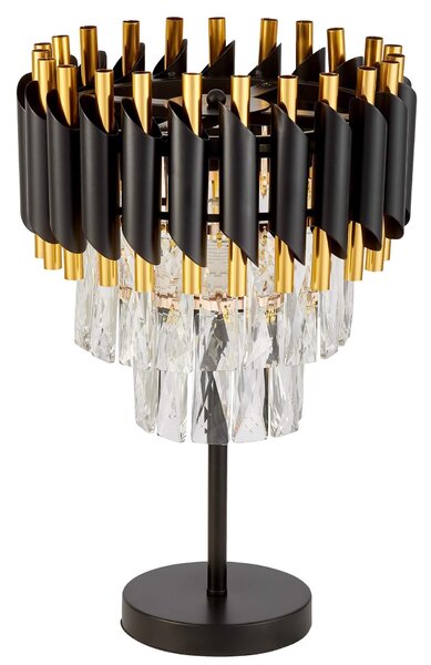 LAMPA NOCNA KRYSZTAŁOWA CZARNO-ZŁOTA MAZINI