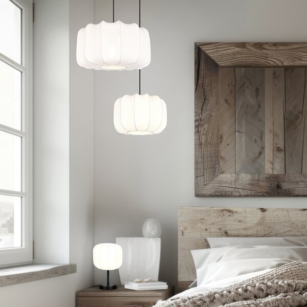 Lampa wisząca Japandi czarna z białym kloszem 25 cm - Madleine