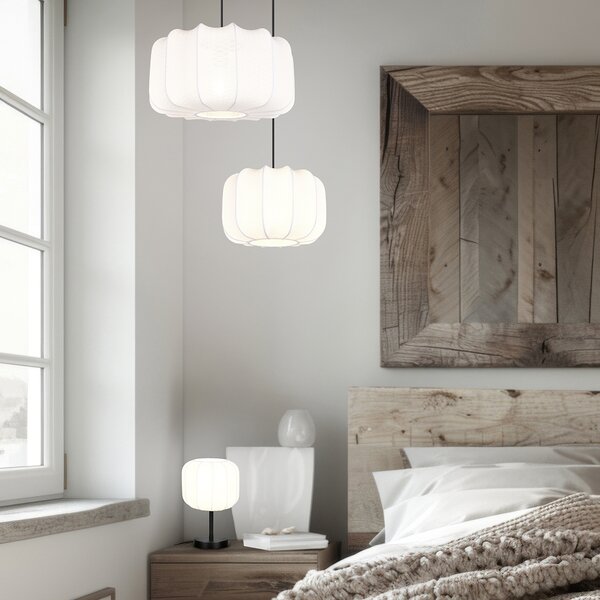 Lampa wisząca Japandi czarna z białym kloszem 40 cm - Madleine