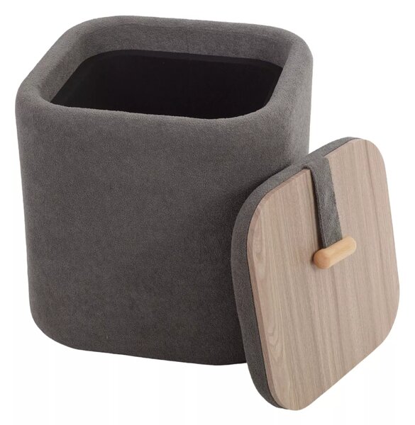 Szary taboret NAP z miejscem do przechowywania 37x37 cm