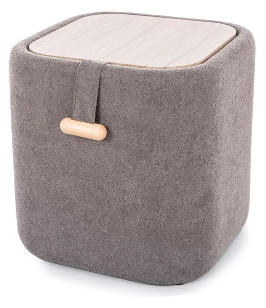 Szary taboret NAP z miejscem do przechowywania 37x37 cm