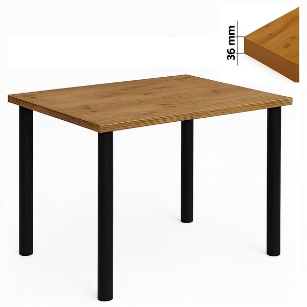 Stół 60x100 cm prostokątny nierozkładany, blat do kantu 3,6 cm, nogi Metalowe „ Okrągłe ” I ArtDHome