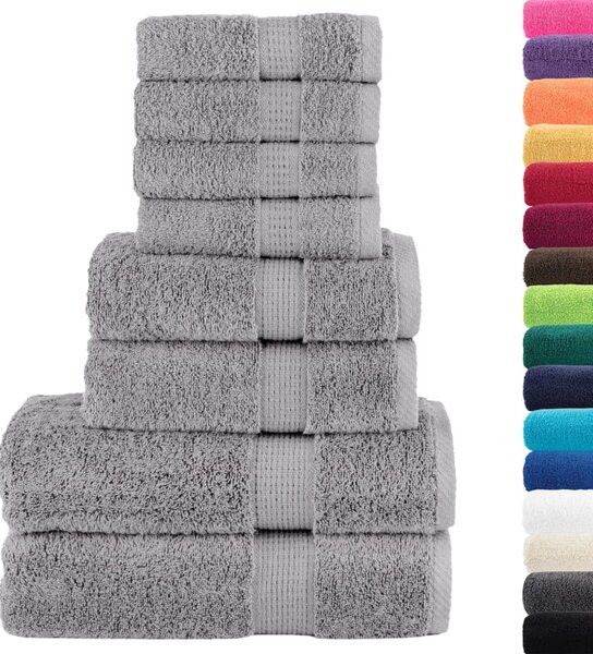 8-częściowy zestaw ręczników premium SOLUND, szary, 600 g/cm²