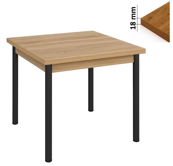 Stół 80x80 cm kwadratowy nierozkładany, blat do kantu 1,8 cm, nogi Metalowe „ Okrągłe ” I ArtDHome