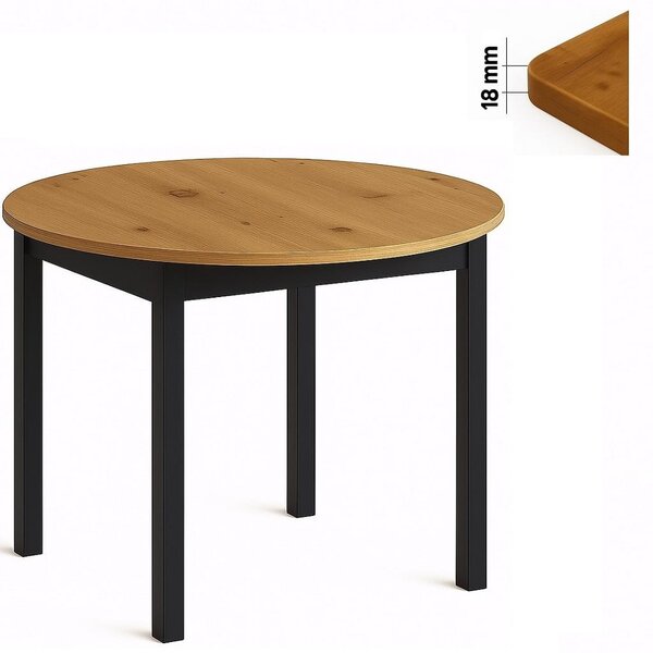 Stół 80 cm okrągły nierozkładany, blat 1,8 cm, nogi Drewniane „ Kwadratowe ” I ArtDHome