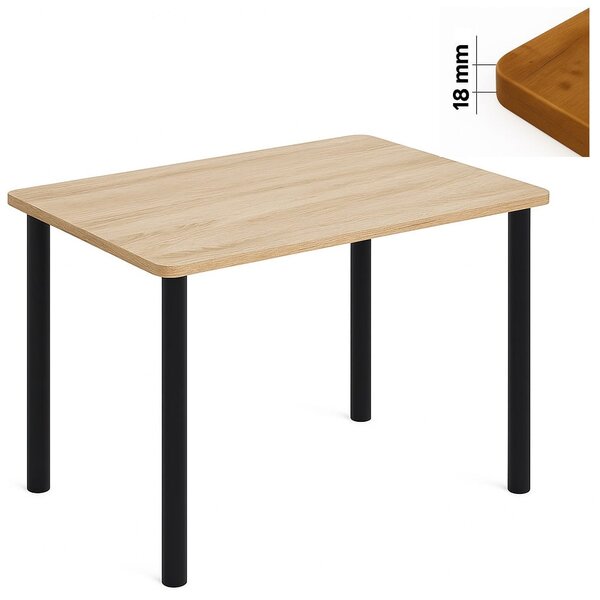 Stół 60x100 cm prostokątny nierozkładany, blat zaowalony 1,8 cm, nogi Metalowe „ Okrągłe ” I ArtDHome