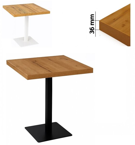 Stolik 60x60 cm kwadratowy, restauracja, kawiarnia, bar, blat 3,6 cm, noga Metal I ArtDHome