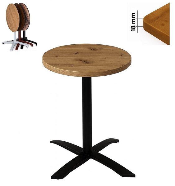 Stolik 60 cm okrągły składany, restauracja, kawiarnia, bar, blat 1,8 cm, noga Metal I ArtDHome