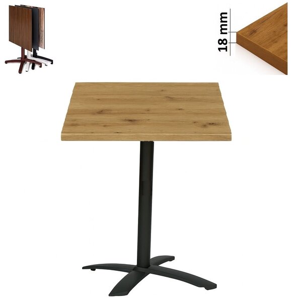Stolik 60x60 cm kwadratowy składany, restauracja, kawiarnia, bar, blat 1,8 cm, noga Metal I ArtDHome