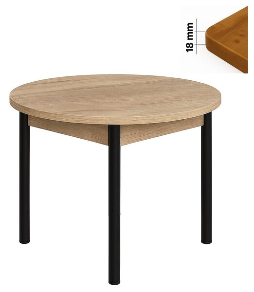 Stół 90 cm okrągły nierozkładany, blat 1,8 cm, nogi Metalowe „ Okrągłe ” I ArtDHome