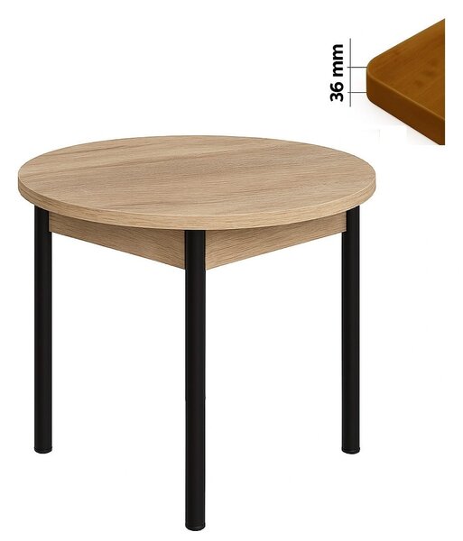 Stół 80 cm okrągły nierozkładany, blat 3,6 cm, nogi Metalowe „ Okrągłe ” I ArtDHome