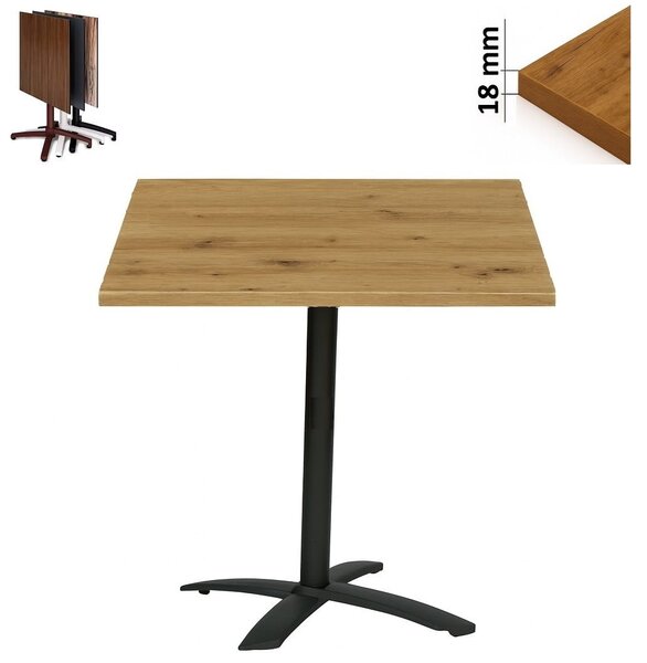 Stolik 80x80 cm kwadratowy składany, restauracja, kawiarnia, bar, blat 1,8 cm, noga Metal I ArtDHome