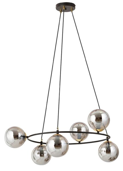 Lampa wisząca Azura 6 Grafit – okrągła, sześć grafitowych kloszy domodes
