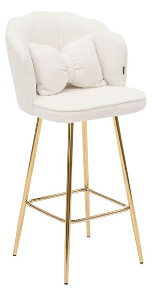MebleMWM Hoker DC-B6091 muszelka Glamour | Boucle | Biały | Złote nogi