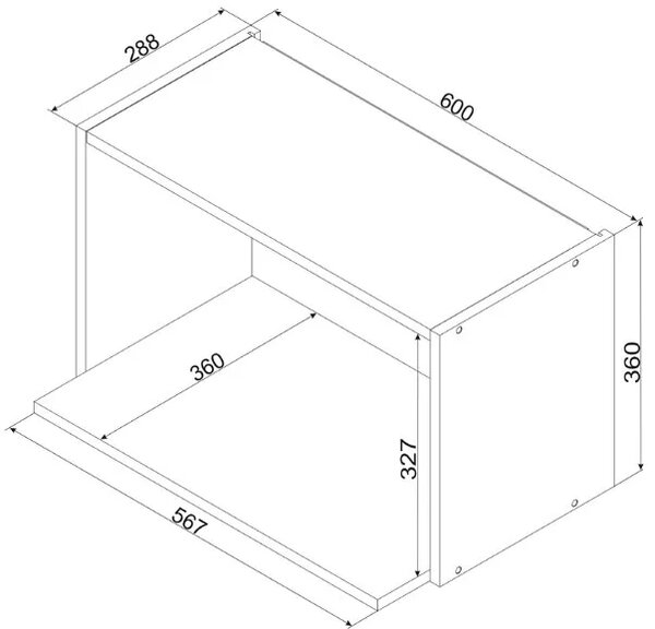Szafka Kuchenna Okapowa 60 Cm Otwarta Dąb Artisan T2-W62