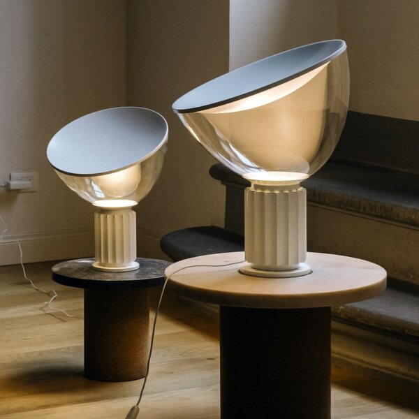 Lampa Stołowa FLOS, Taccia small, ściemnialny, biały, salon, metal, design