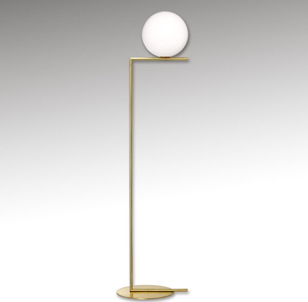 Lampa Podłogowa FLOS, IC F2, ściemnialny, złoty | mosiężny, salon, metal, design