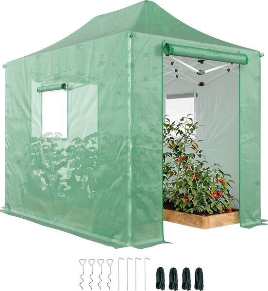 Szklarnia Outsunny Pop Up ok. 200x300x270 cm szklarnia foliowa z dachem dwuspadowym