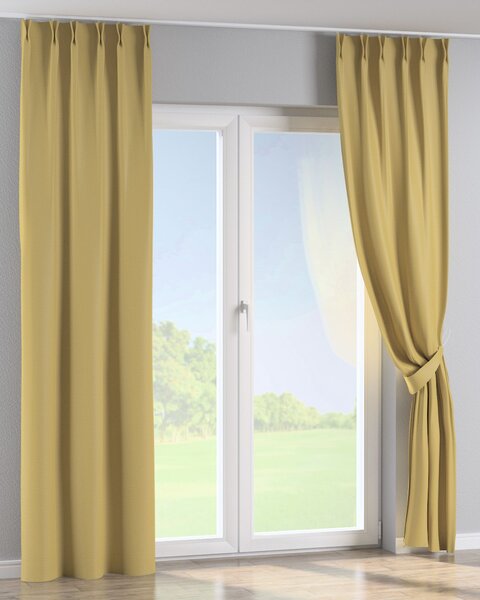 Zasłona na haczykach flex podwójnych kolor żółty tkanina strukturalna, zaciemniająca