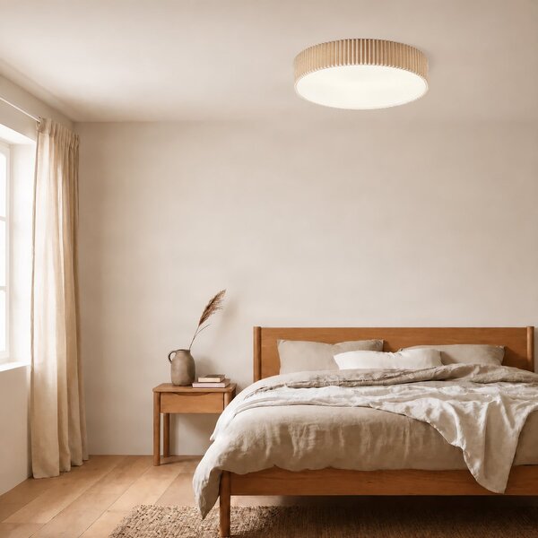 Lampy sufitowe Lindby, Zoey, ściemnialny, beżowy, salon, tkanina | tekstylia, nowoczesny