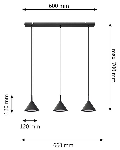 Lampa wisząca potrójna ETNA W-L 1920/3 BK-B