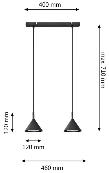 Lampa wisząca podwójna ETNA W-L 1920/2 BK-B