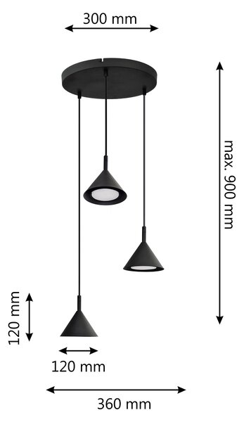 Lampa wisząca na kole ETNA W-KD 1920/3 BK-B