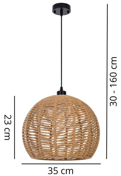 NOWOCZESNA LAMPA WISZĄCA SUFITOWA PLECIONY ŻYRANDOL BOHO 35 CM