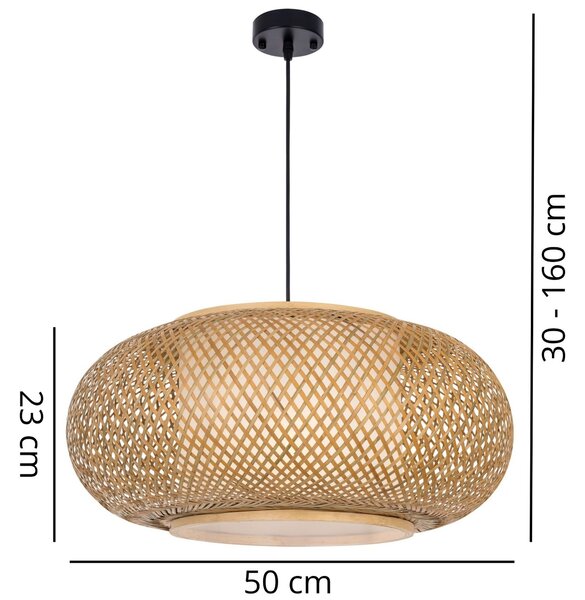 PLECIONA LAMPA WISZĄCA SUFITOWA BAMBUSOWA ŻYRANDOL W STYLU BOHO 50 CM