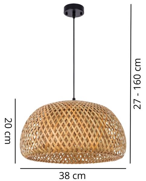 LAMPA WISZĄCA BAMBUSOWA BOHO DO JADALNI I SALONU PLECIONA SUFITOWA 38 CM