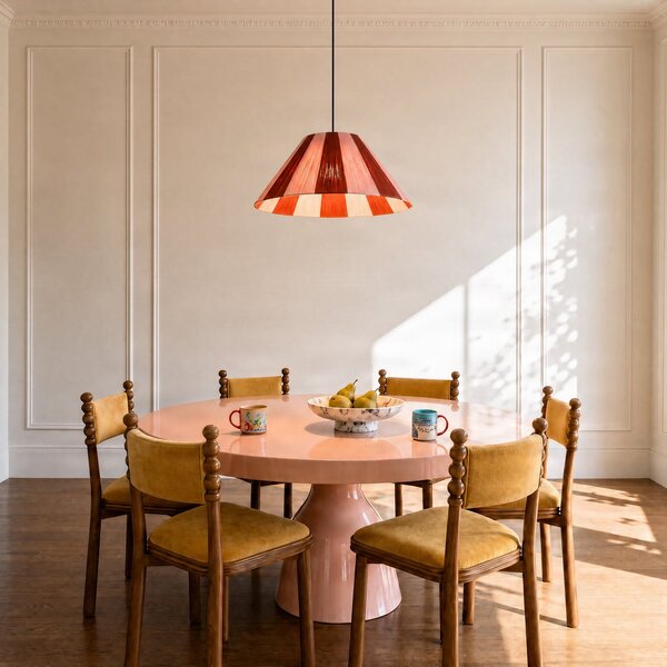 Lampa Wisząca Lindby, Suly, ściemnialny, czerwony, salon, tkanina | tekstylia, młodzieżowy