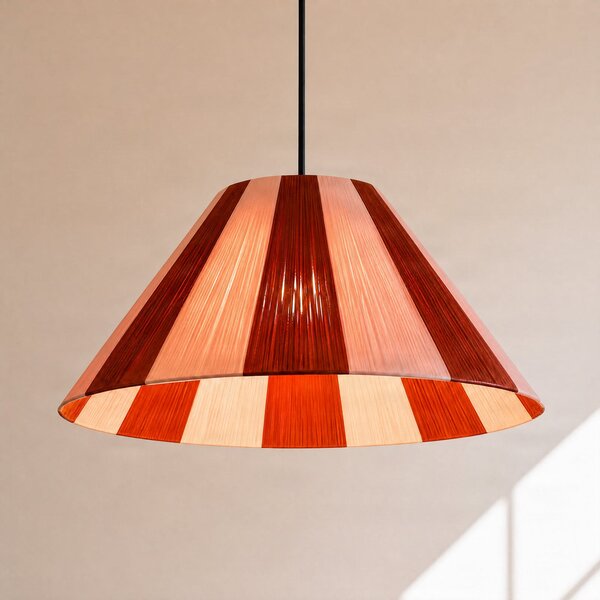 Lampa Wisząca Lindby, Suly, ściemnialny, czerwony, salon, tkanina | tekstylia, młodzieżowy