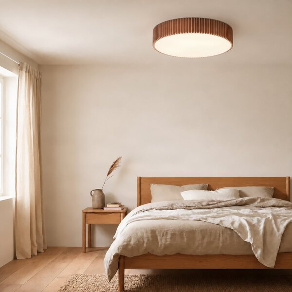 Lampy sufitowe Lindby, Zoey, ściemnialny, brąz rdzawy, salon, tkanina | tekstylia, nowoczesny