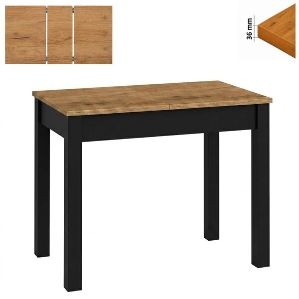 Stół 60x100 cm prostokątny rozkładany, blat do kantu 3,6 cm, nogi i calgi Drewniane „ Kwadratowe ” I ArtDHome