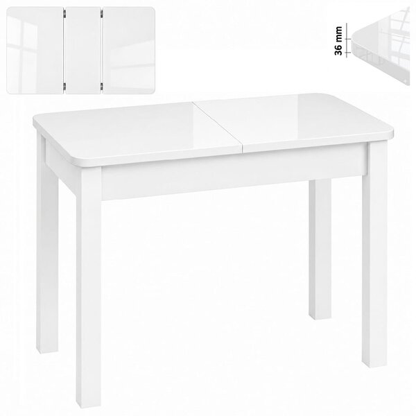 Stół 60x100 cm prostokątny rozkładany, blat zaowalony 3,6 cm, nogi i calgi Drewniane „ Kwadratowe ” I ArtDHome