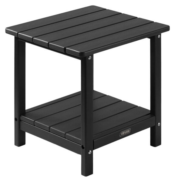 Plastikowy stolik boczny VEVOR, 45x38x44 cm, stolik ogrodowy wykonany z HDPE, stolik balkonowy z 2 półkami, stolik nocny, stolik kawowy, stolik dekoracyjny, odpowiedni na taras, basen, plażę, werandę, ogród, czarny