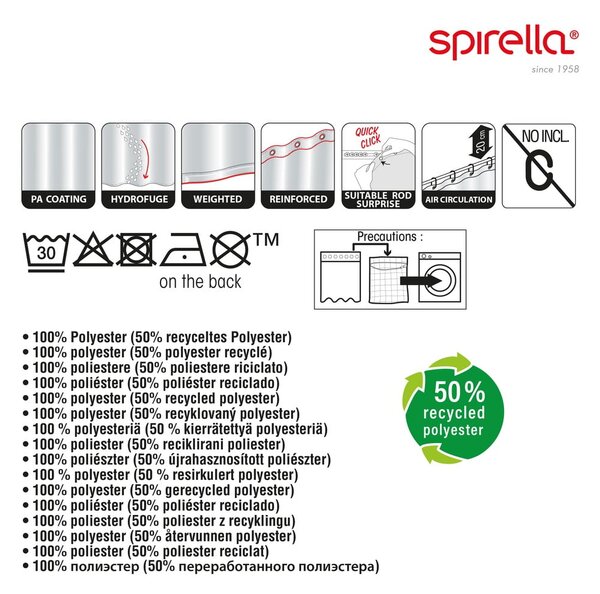Zasłona prysznicowa 180x200 cm Jinzo – Spirella