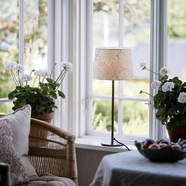 PR Home Lampa stołowa Base Acanthus, biały / opal, salon / jadalnia, metal